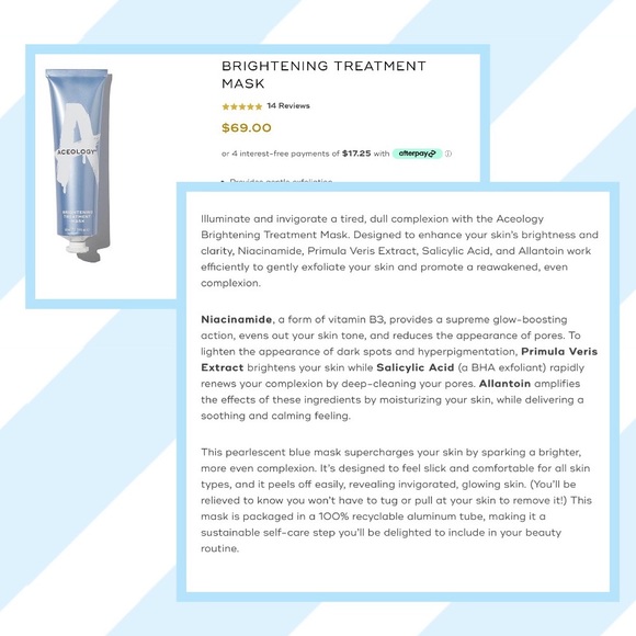 SOLD!!ACEOLOGY Brightening Treatment Mask *NEW* - Picture 2 of 9